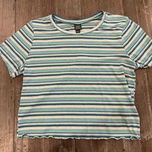 Wild Fable Stretchy Striped Crop Top Lettuce Trim